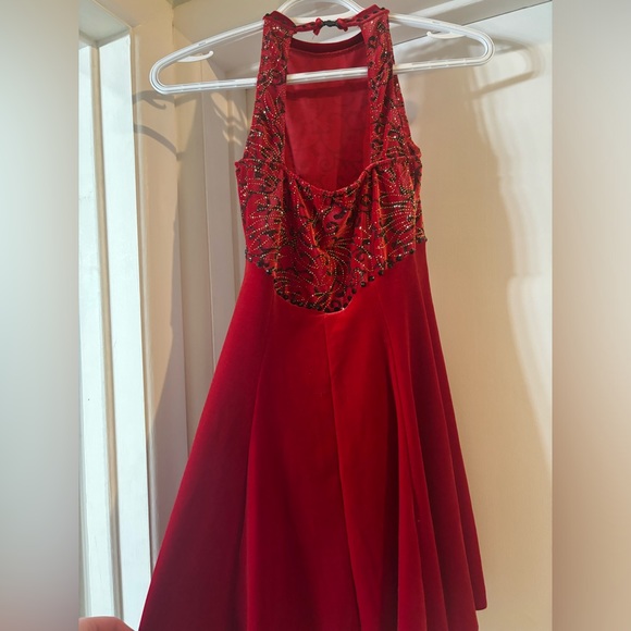 Red Figure Skating Dress - Picture 3 of 3